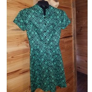 Green and black vintage dress